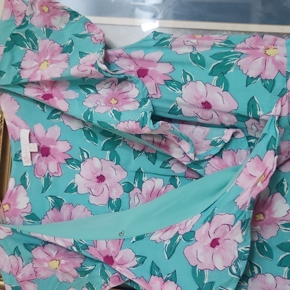 Girls Floral Ruffle Dress in Blue and Pink Garden Party Vacation Summer Spring - Picture 4 of 10